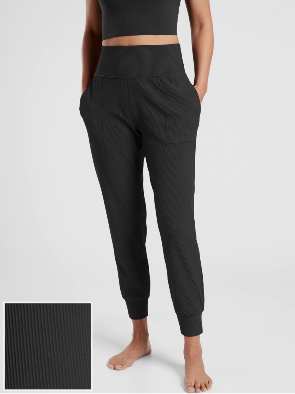 Athleta High-Waist Ribbed Black Jogger Pants